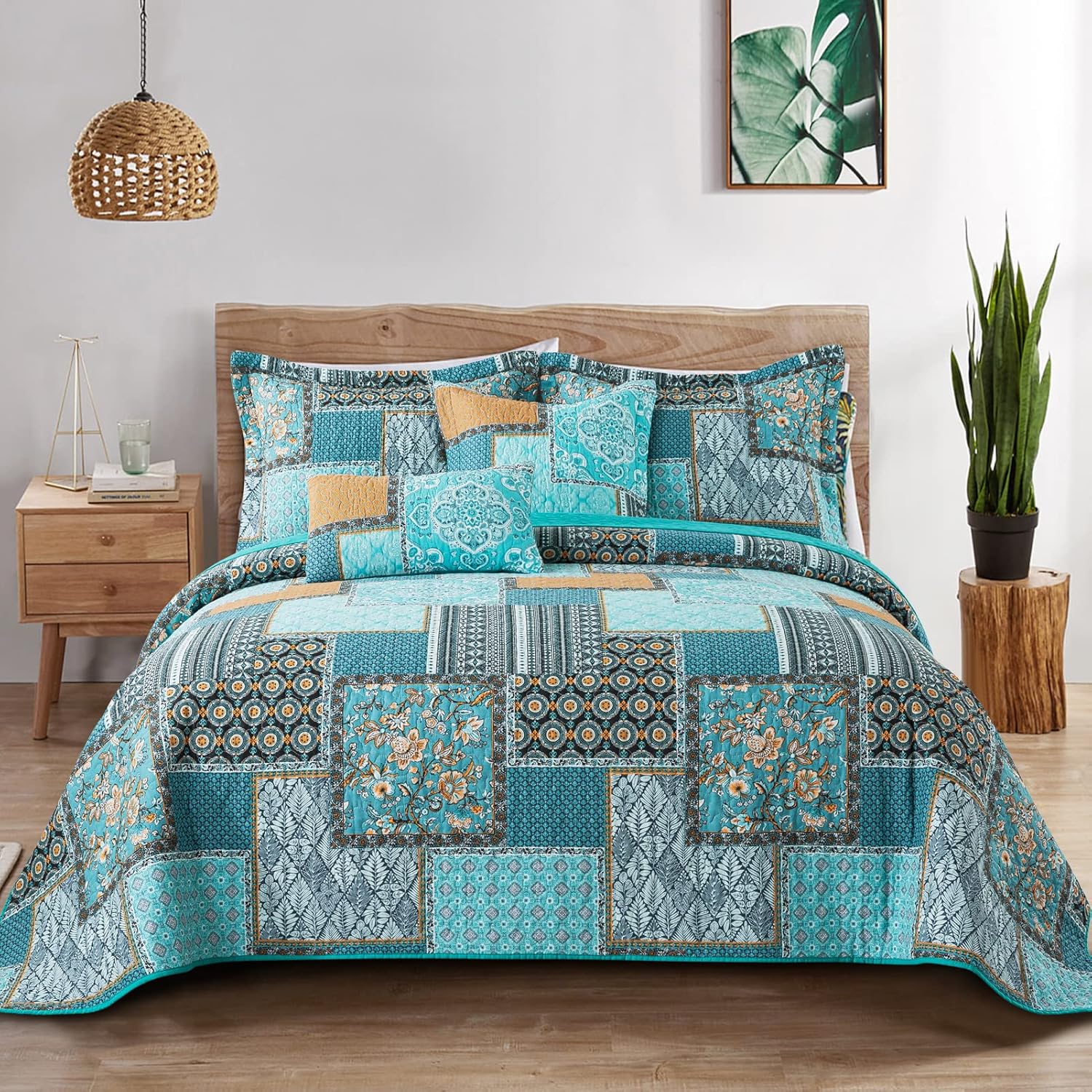 BEDIFANY Cotton King Size Quilt Sets, Lightweight King Quilt Bedding Set (98 x 106 inch) Garden Style Floral Bedspread King Size Coverlet Set for Bed Decorations - All Seasons, 3 Pieces - Image 29