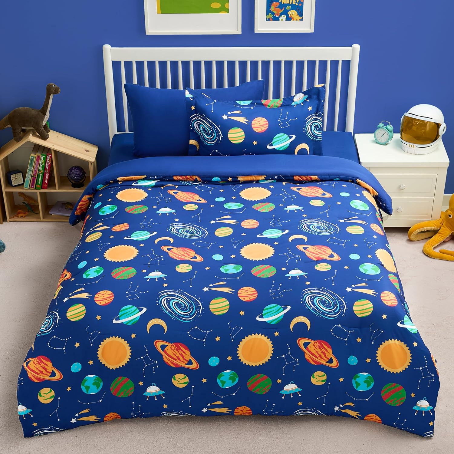Joiedomi Kid Twin Comforter Set 5 Piece Dinosaur Bedding Set for Boys Girls Super Soft Microfiber Bed in a Bag with Comforter Sheets Pillowcase Sham - Image 9