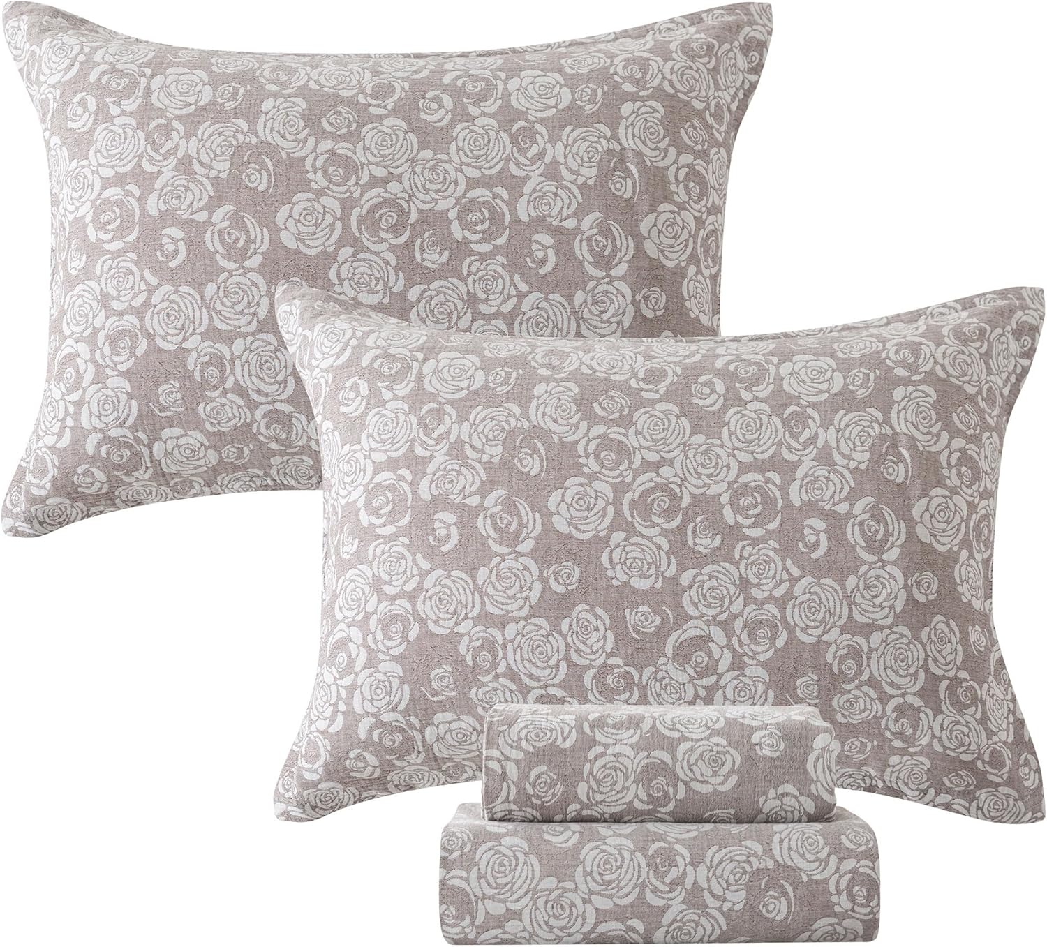 FADFAY Shabby Floral Bedding Elegant Peony Sheets Set Luxury Bedding Collections 100% Egyptian Cotton Deep Pocket, 4 Piece-King Size - Image 47