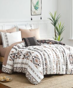Geniospin King Size Comforter Set- 7 Pieces Boho Bed in a Bag, Western Bedding Set for All Seasons, Reversible Aztec Bedding, Lightweight Comforter Bed Set with Sheets, Pillowcases & Shams