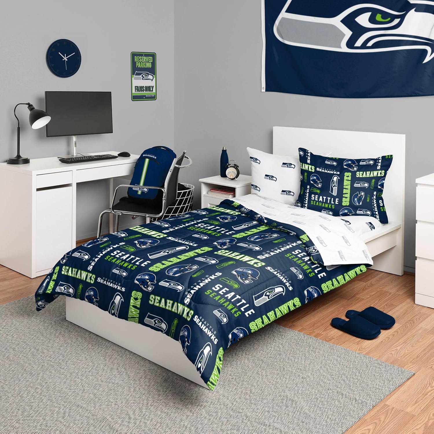FOCO Unisex-Adult NFL Team Logo Bed in a Bag Comforter, Sheets, Pillow Cases Bedding 5-Piece Set - Image 48