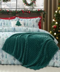 Bedsure Christmas King Comforter Set - 5 Pieces Christmas Bedding Set, King Bed in a Bag with 1 Soft Green Tree Reversible Comforter, 2 Pillow Shams, 1 Throw Blanket and 1 Decorative