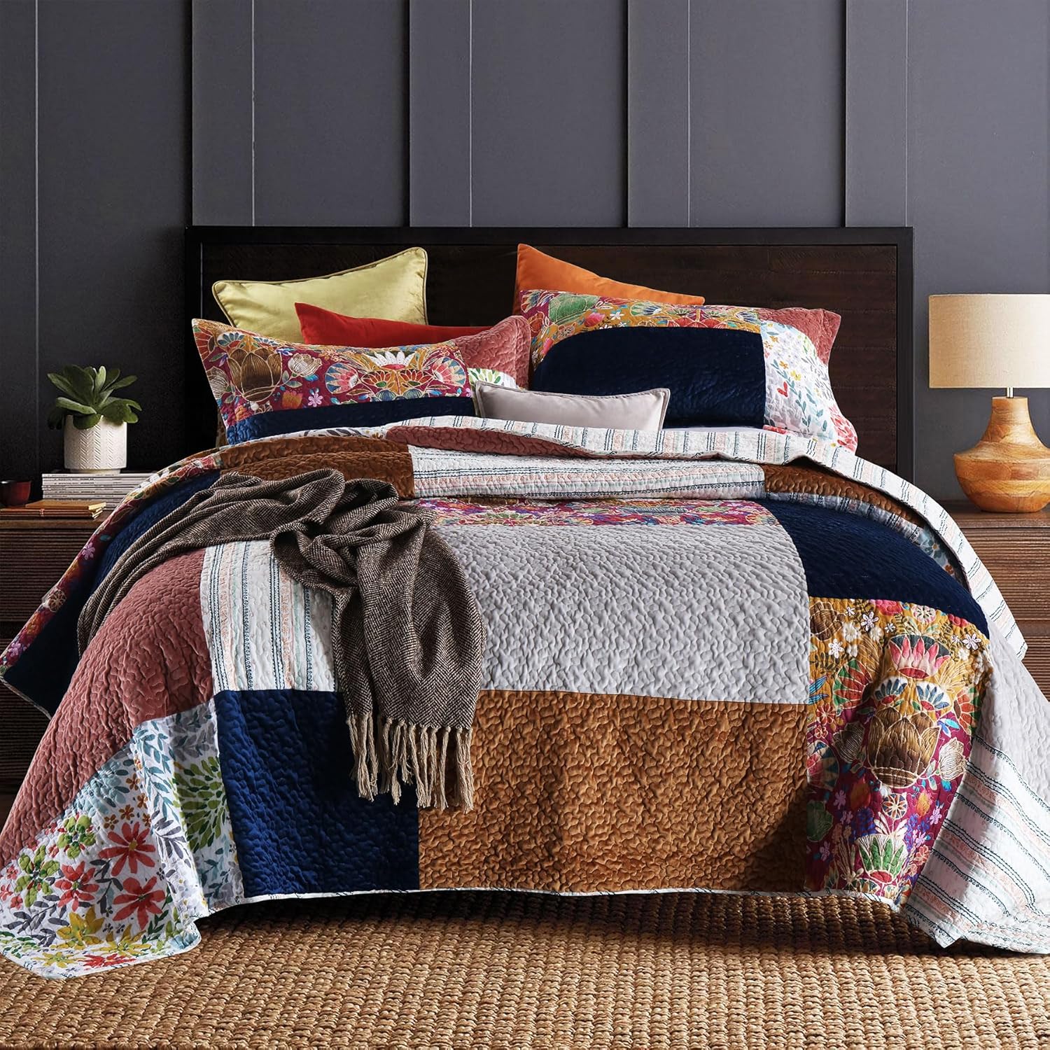 Secgo Queen Comforter Set for Bed - 100% Cotton Quilts Queen Size, Green, Sage Bedspreads (90 * 98 Inch) with 2 Pillow Shams, Patchwork Reversible Lightweight Bedding - Image 26