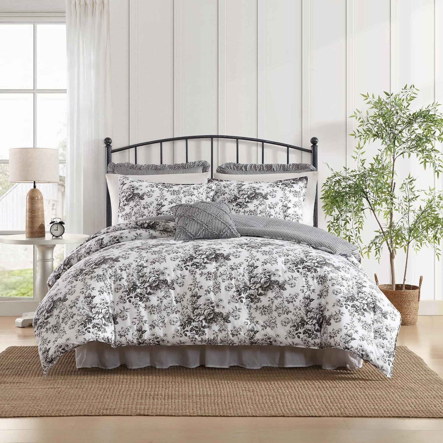 Laura Ashley - Queen Comforter Set, Soft Cotton Bedding with a Medium Weight for Year Round, 7 Piece Bed Set with Matching Pillowcases, Euro Shams & Bonus Throw Pillow Covers (Hope Patchwork Blue) - Image 20