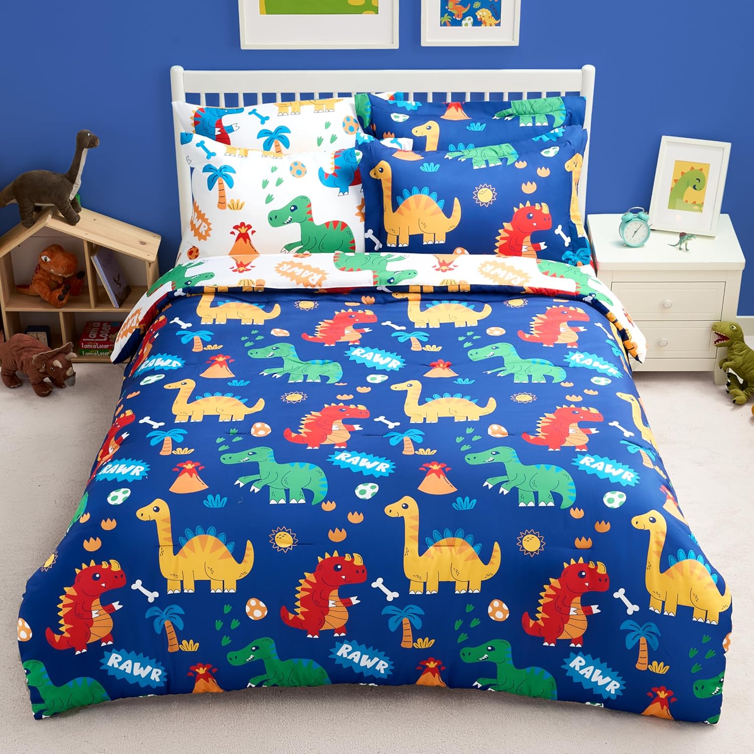 Joiedomi Kid Twin Comforter Set 5 Piece Dinosaur Bedding Set for Boys Girls Super Soft Microfiber Bed in a Bag with Comforter Sheets Pillowcase Sham - Image 17