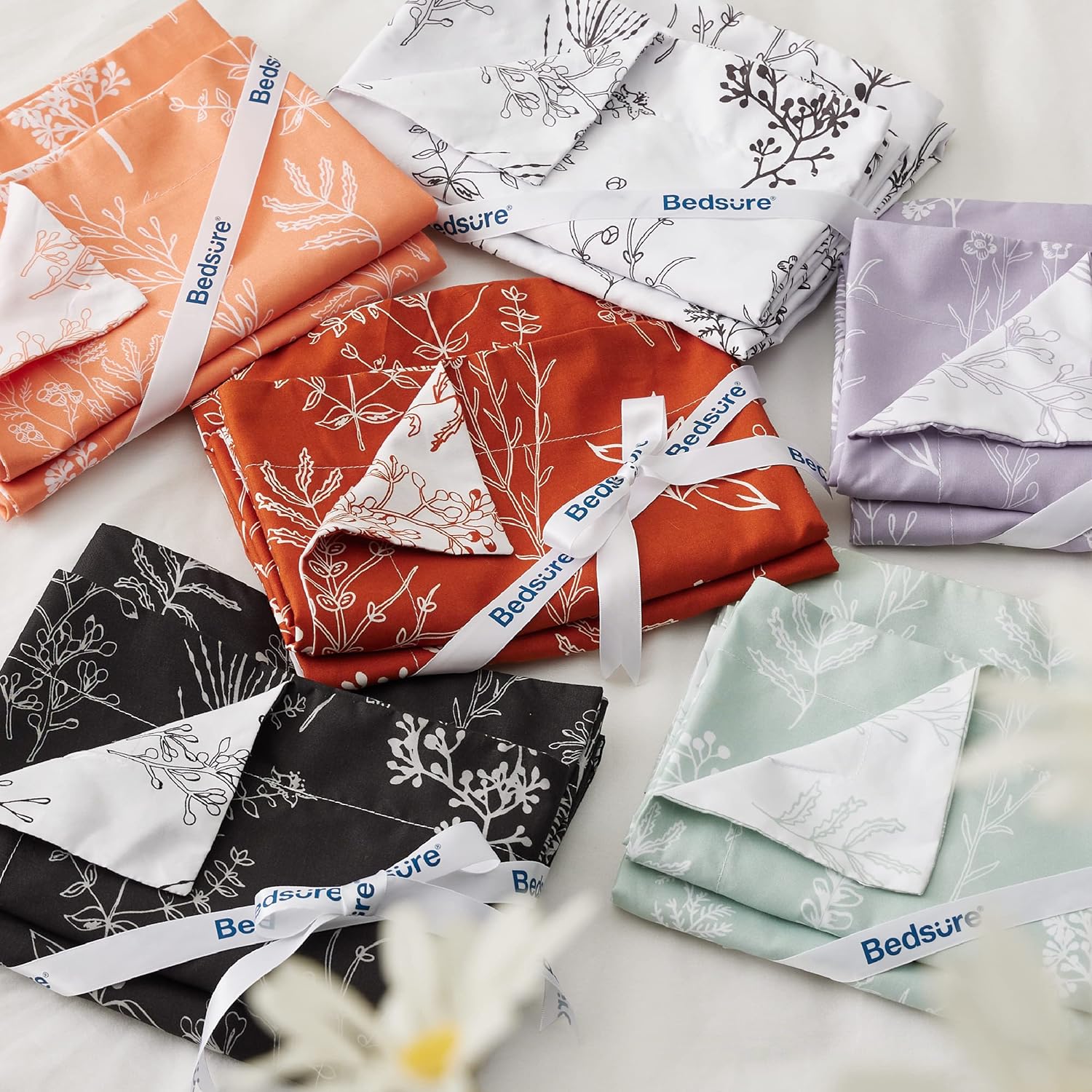 Bedsure Queen Comforter Set - Grey Bed Set, 3 Pieces Cute Floral Bedding, 1 Soft Reversible Botanical Flowers Comforter and 2 Pillow Shams - Image 6