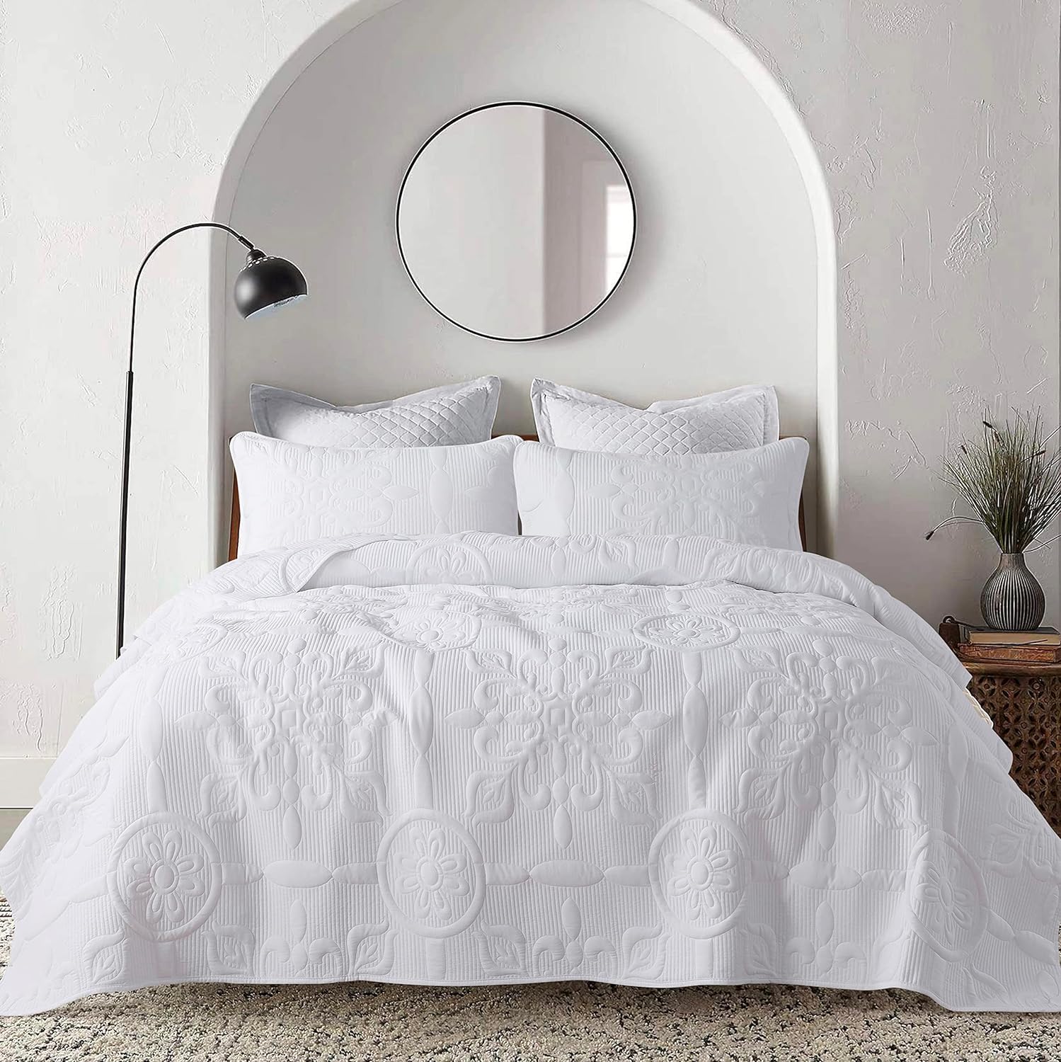 B2EVER Beige Damask Quilt Twin Size Bedding Sets with 1 Pillow Sham, Boho Bedspread Lightweight Soft Farmhouse Vintage Bohemian Coverlet Retro Jacquard Pattern Bed Cover for All Season, 2 Pieces - Image 20