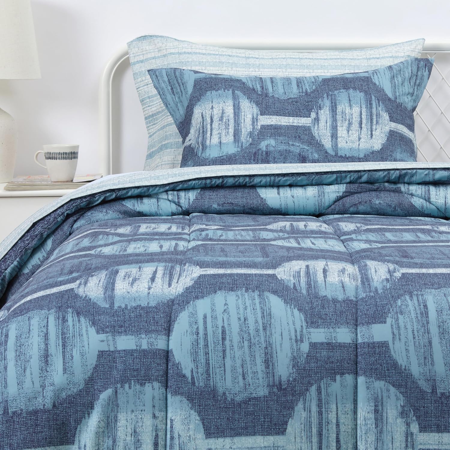 Amazon Basics Twin/Twin XL Comforter Set with Printed Sheets, 5-Piece Coral Medallion Bedding, Lightweight Microfiber Bed-in-a-Bag - Image 24