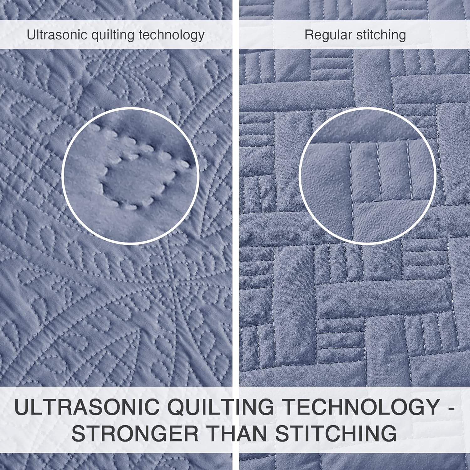 Love's cabin King Size Quilt Set Blue Bedspreads - Soft Bed Summer Lightweight Bedspread Comforter - Modern Style Coin Pattern Coverlet for All Season - 3 Pieces (1 Quilt, 2 Pillow Shams) - Image 3