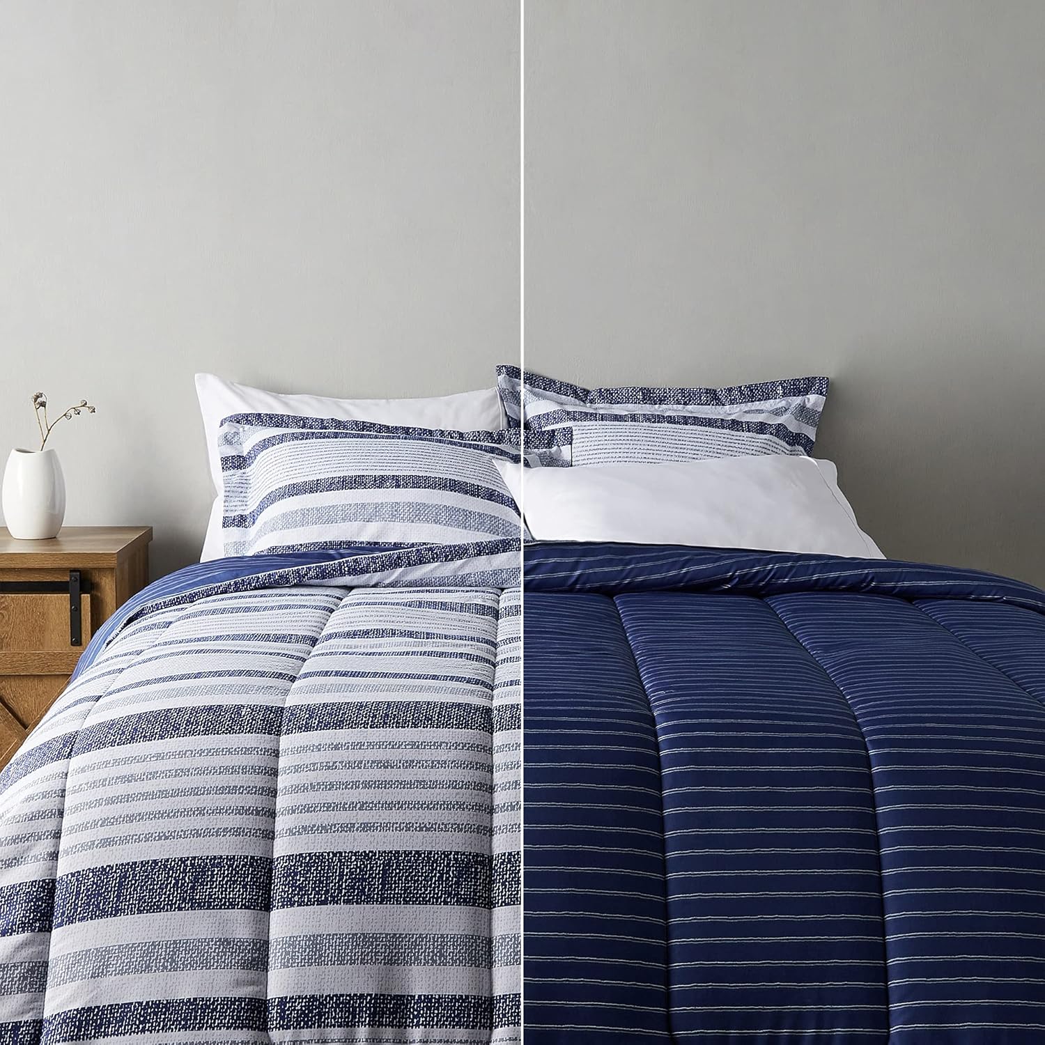 Amazon Basics King Size Comforter Sets, Ultra-Soft Lightweight Microfiber Reversible 3-Piece Bedding, Gray Medallion - Image 6