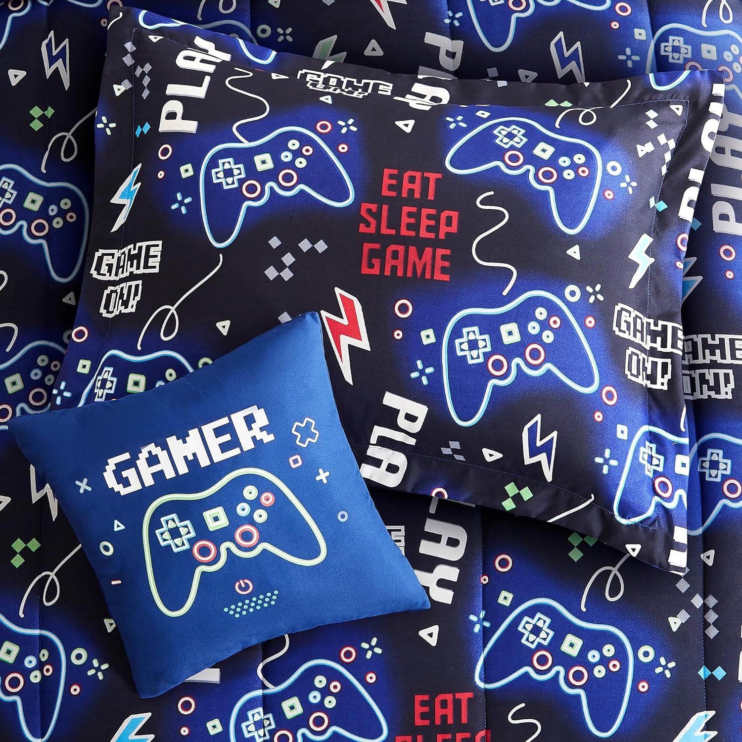 Kids Comforter Set Twin Size for Boys, Glow in The Dark Gamer Bedding Set 1 Comforter, 1 Decor Pillow, 1 Pillow Sham, Twin XL Comforter Set Dorm Bedding - Image 5