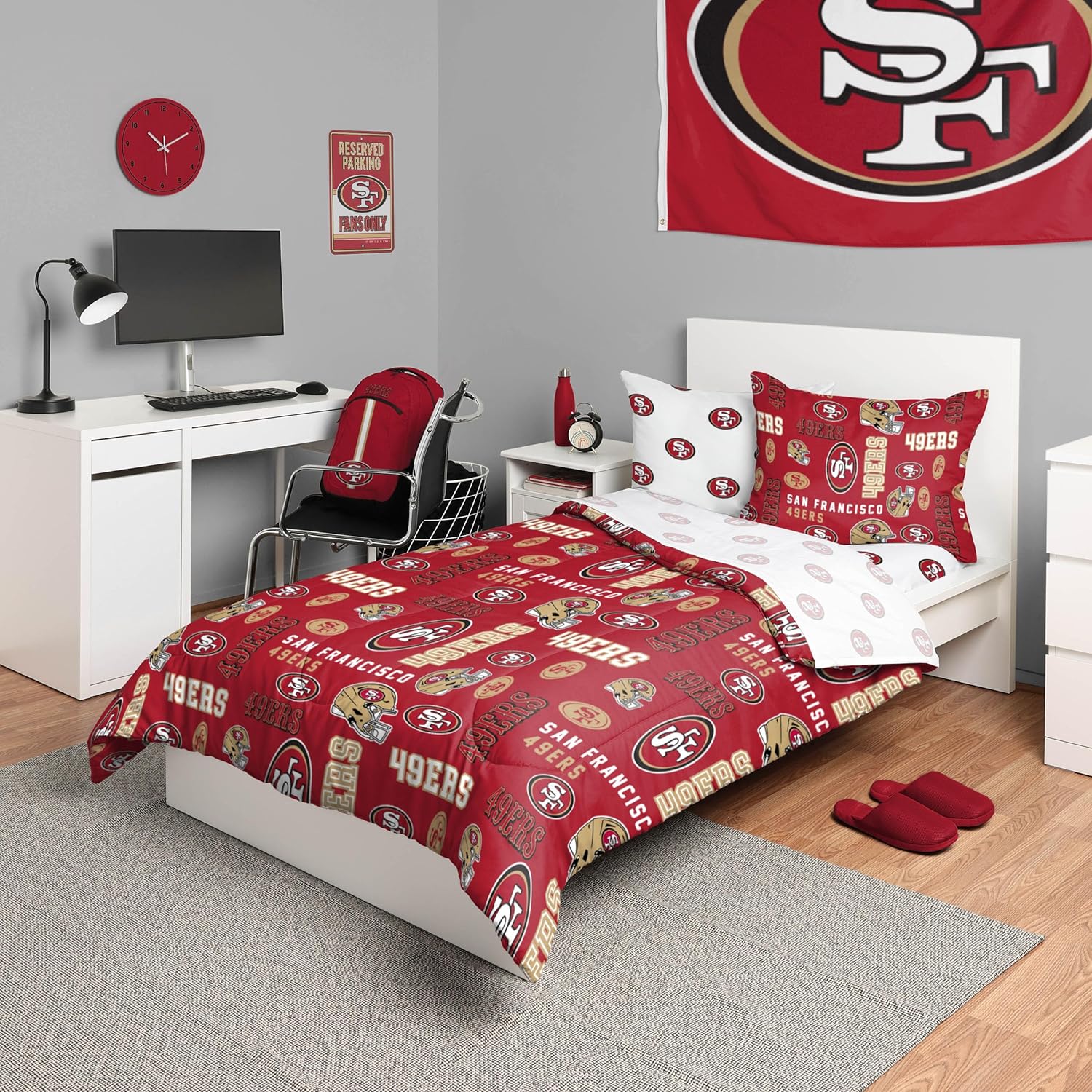 FOCO Unisex-Adult NFL Team Logo Bed in a Bag Comforter, Sheets, Pillow Cases Bedding 5-Piece Set - Image 7
