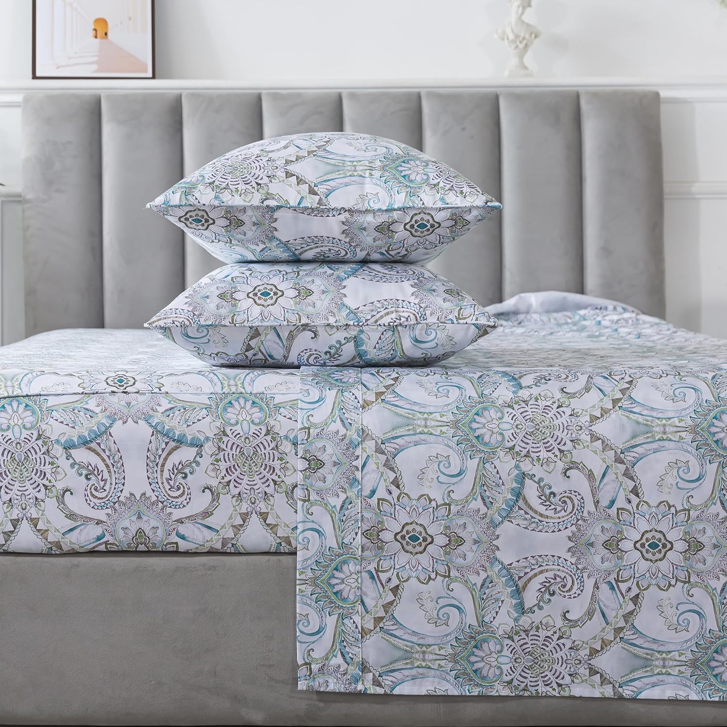 FADFAY Shabby Floral Bedding Elegant Peony Sheets Set Luxury Bedding Collections 800 Thread Count 100% Egyptian Cotton Deep Pocket, 4 Piece-Queen Size - Image 12