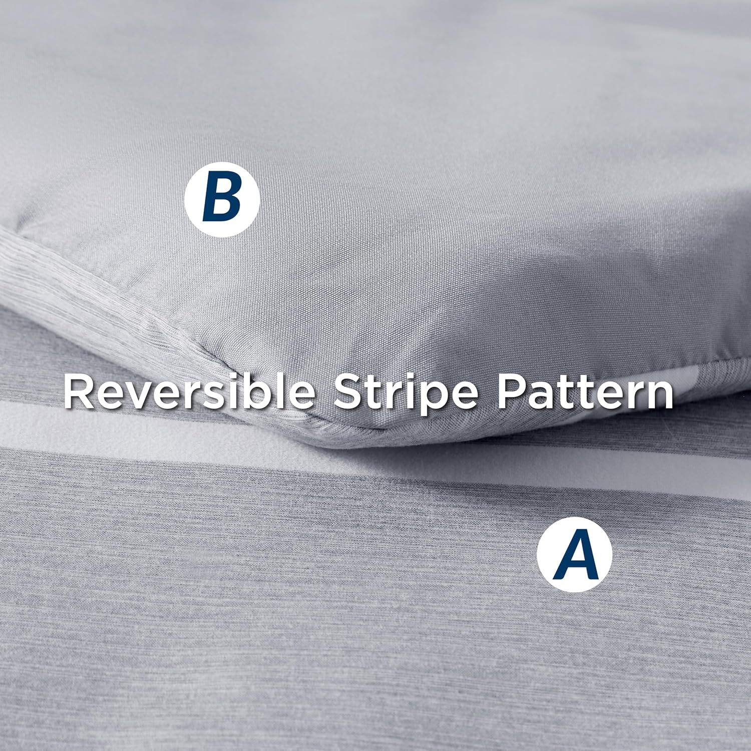 Bedsure Queen Comforter Set 7 Pieces, Grey Striped Bedding Set for All Seasons, Reversible, Cationic Dyeing Bed in a Bag with Comforter, Sheets, Pillowcases & Shams - Image 4