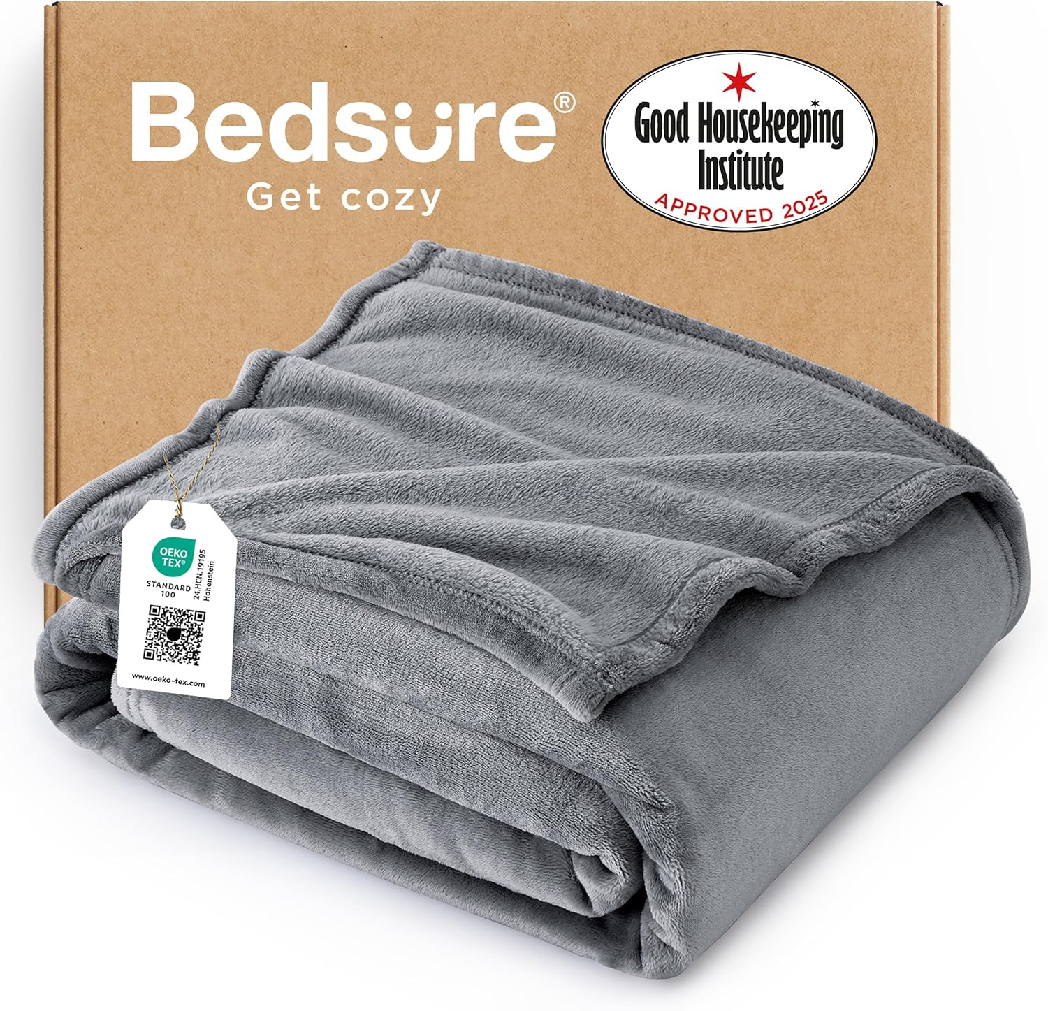 Bedsure GentleSoft Fleece Bed Blankets Queen Size Grey - Soft Lightweight Fuzzy Cozy Luxury Fall Blanket Microfiber, Room Home Decor Christmas Decorations Gifts for Women and Men, 90x90 inches - Image 49