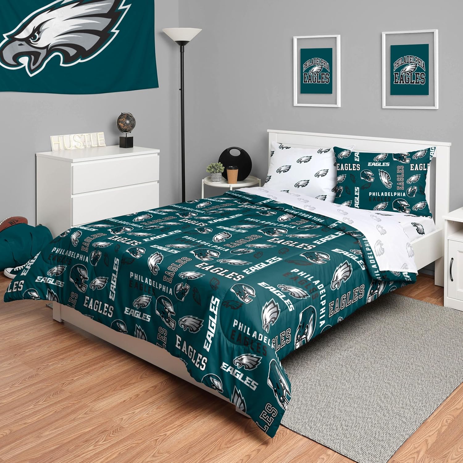 FOCO Unisex-Adult NFL Team Logo Bed in a Bag Comforter, Sheets, Pillow Cases Bedding 5-Piece Set - Image 45