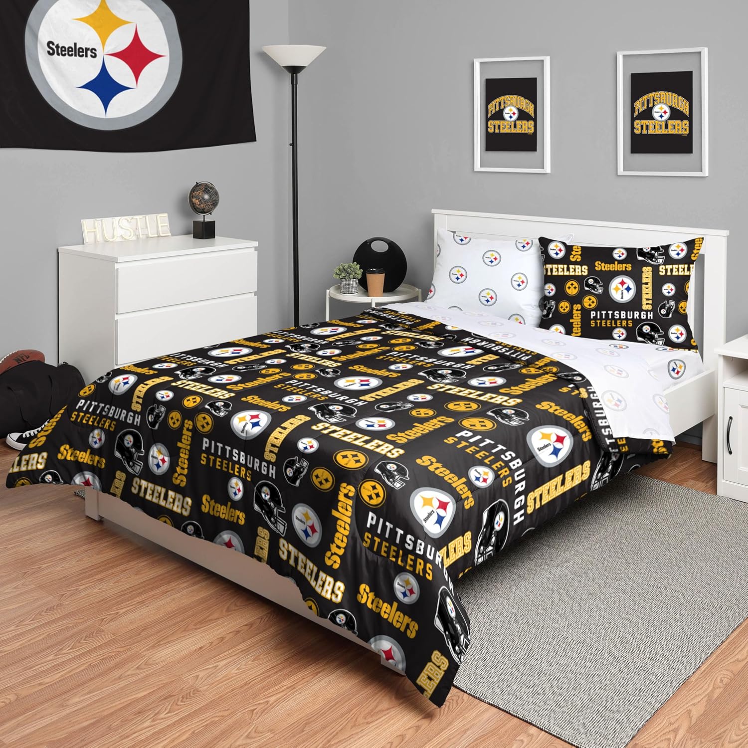 FOCO Unisex-Adult NFL Team Logo Bed in a Bag Comforter, Sheets, Pillow Cases Bedding 5-Piece Set - Image 47
