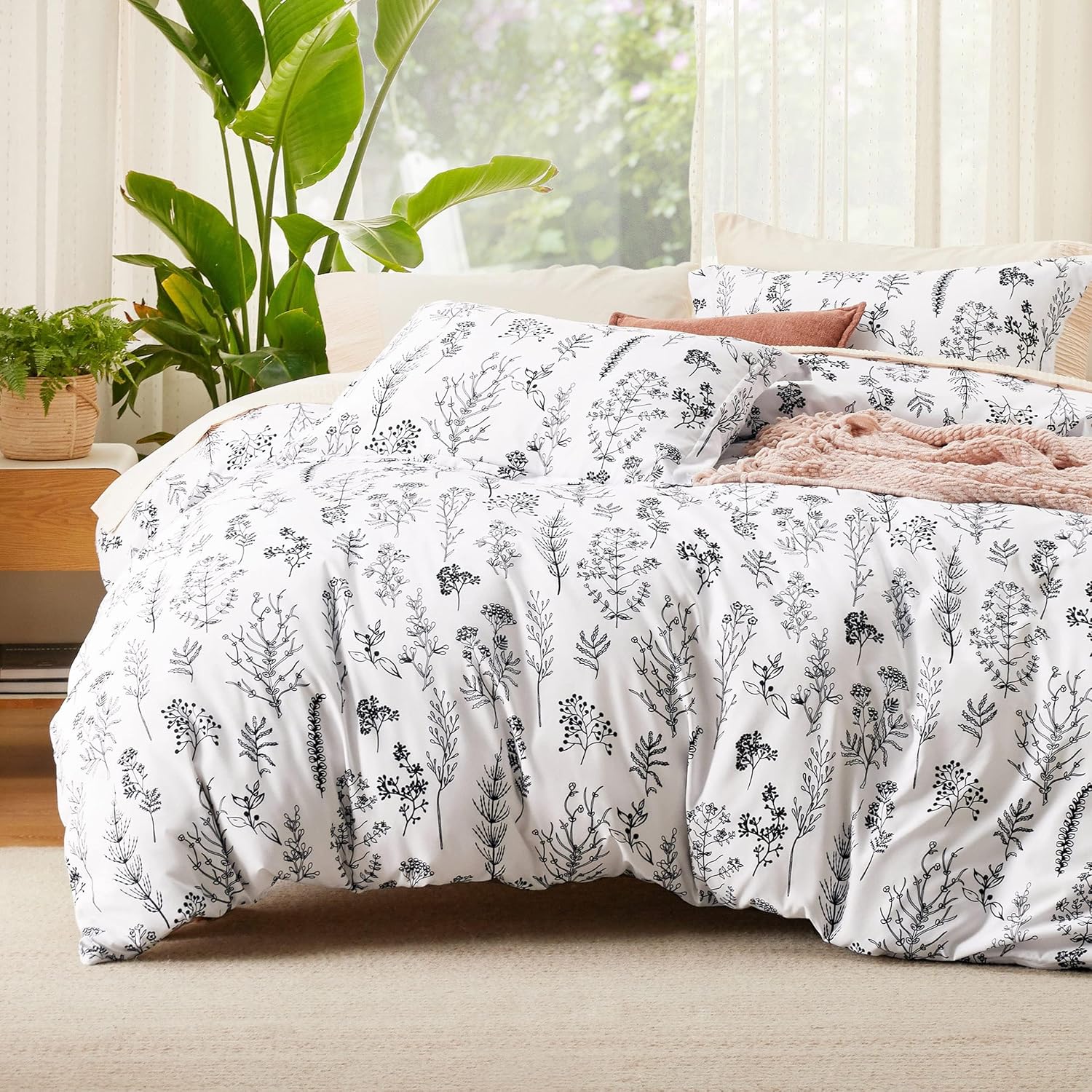 Bedsure Twin/Twin XL Comforter Set - Sage Green Bed Set, 2 Pieces Cute Floral Bedding, 1 Soft Reversible Botanical Flowers Comforter and 1 Pillow Sham - Image 34