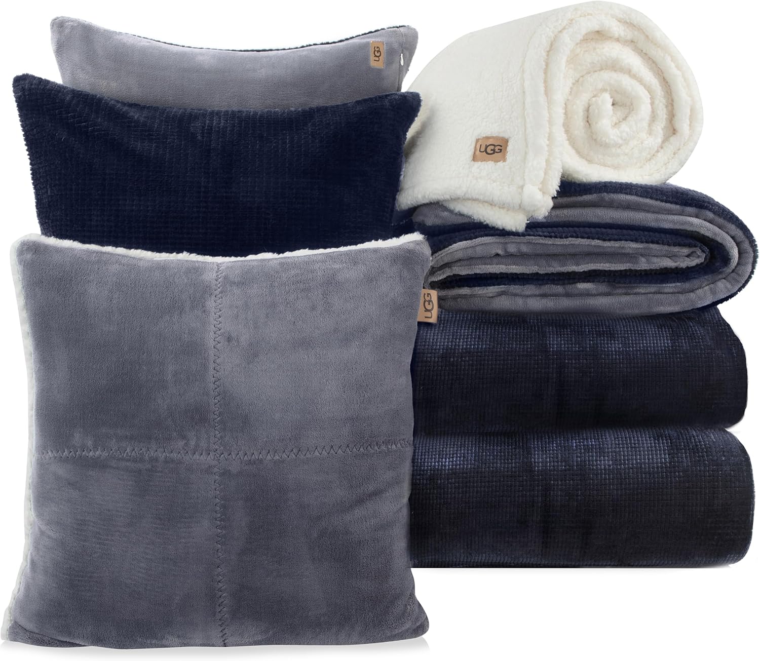 UGG Full/Queen Comforter Set 5 Piece Bed in a Bag with Throw Blanket, Decorative Pillow, Shams, Reversible Hypoallergenic Washable Luxury Warm Fluffy Bedding Set, Brown Birch (Remina) - Image 7