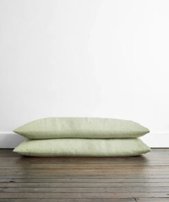 Sage & Olive Stripe 100% French Flax Linen King Pillowcases