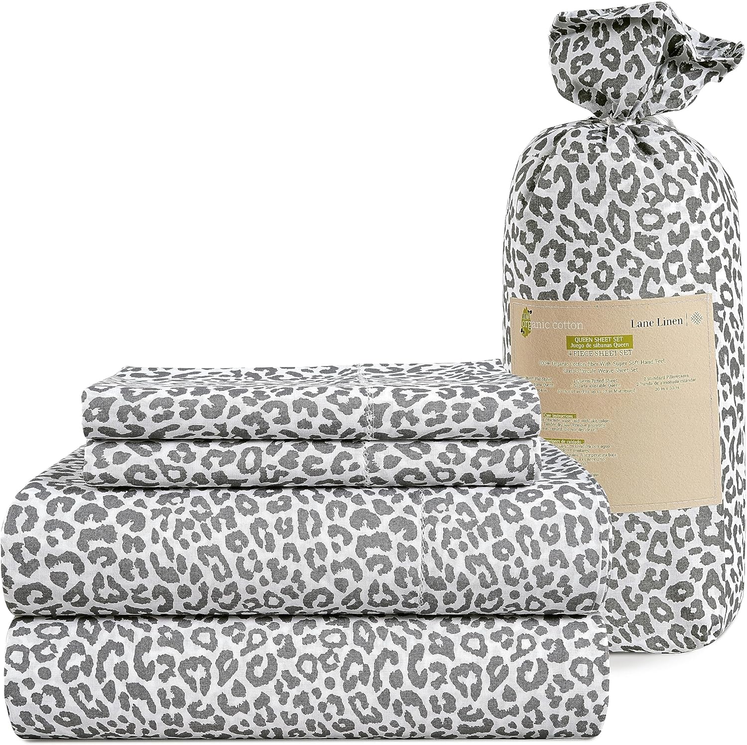 LANE LINEN 100% Organic Cotton King Size Sheets Set, Soft & Comfy All Season Breathable Sheets King Size, Percale Weave Fully Elasticized Eco Friendly Naturally Cooling King White Bed Sheets - Image 116