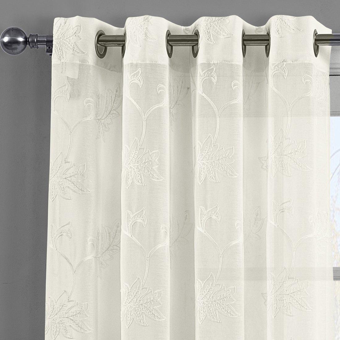 Andora Embroidered Grommet Top Sheer Panel Curtain Pair (Set of 2 ) - Image 5