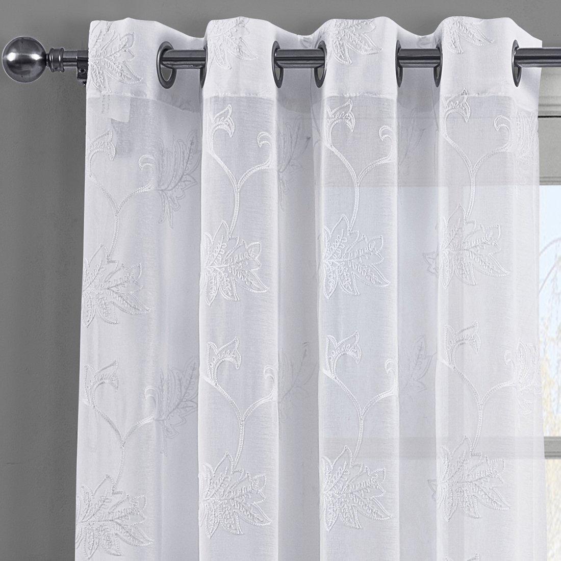 Andora Embroidered Grommet Top Sheer Panel Curtain Pair (Set of 2 ) - Image 2