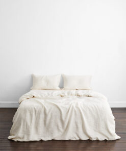 Rust Stripe 100% French Flax Linen Bedding Set