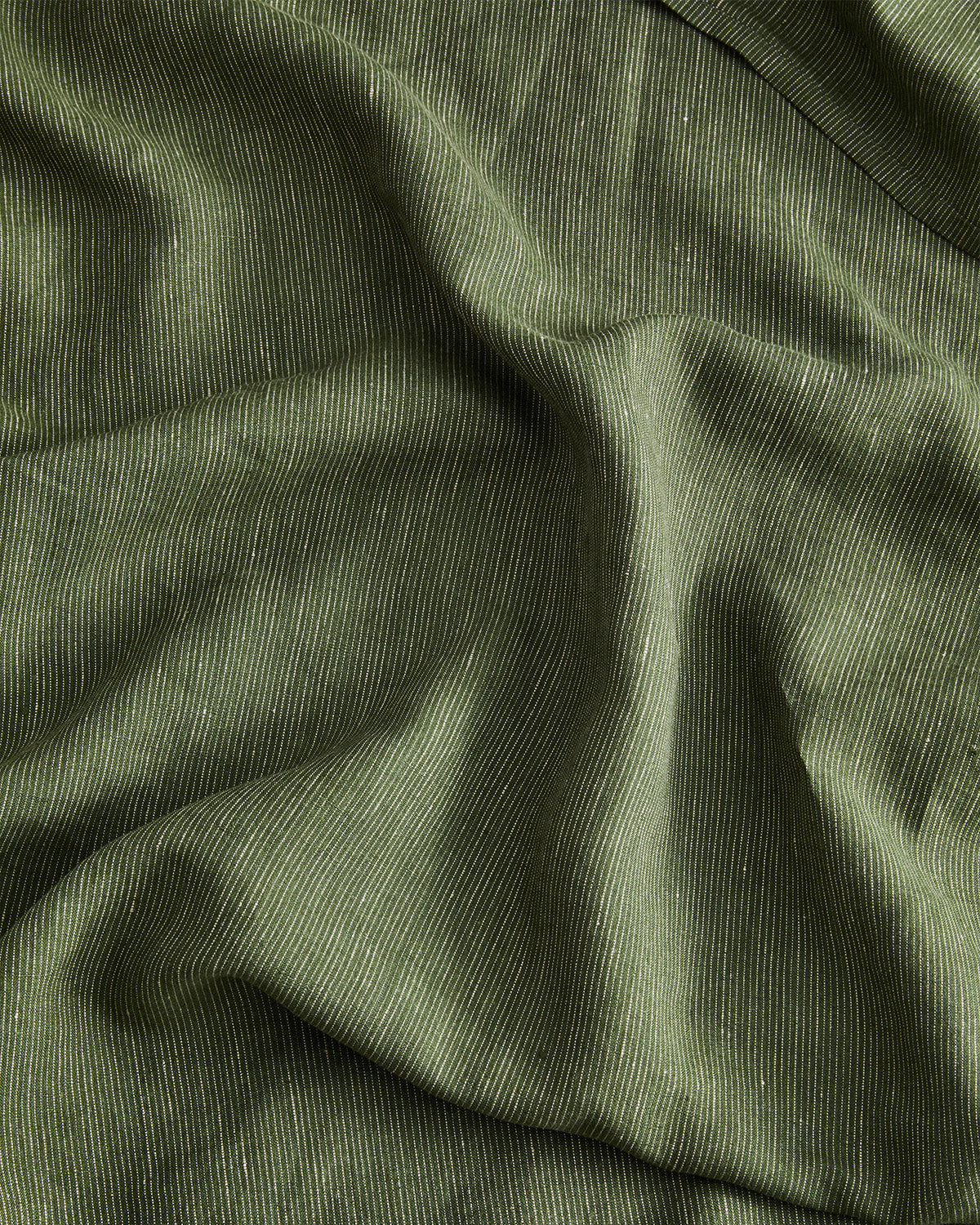 Olive Stripe 100% French Flax Linen Duvet Cover Set - Image 3