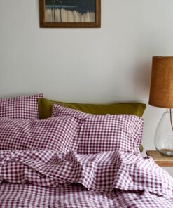 Berry Gingham 100% Linen Pillowcases (Pair)
