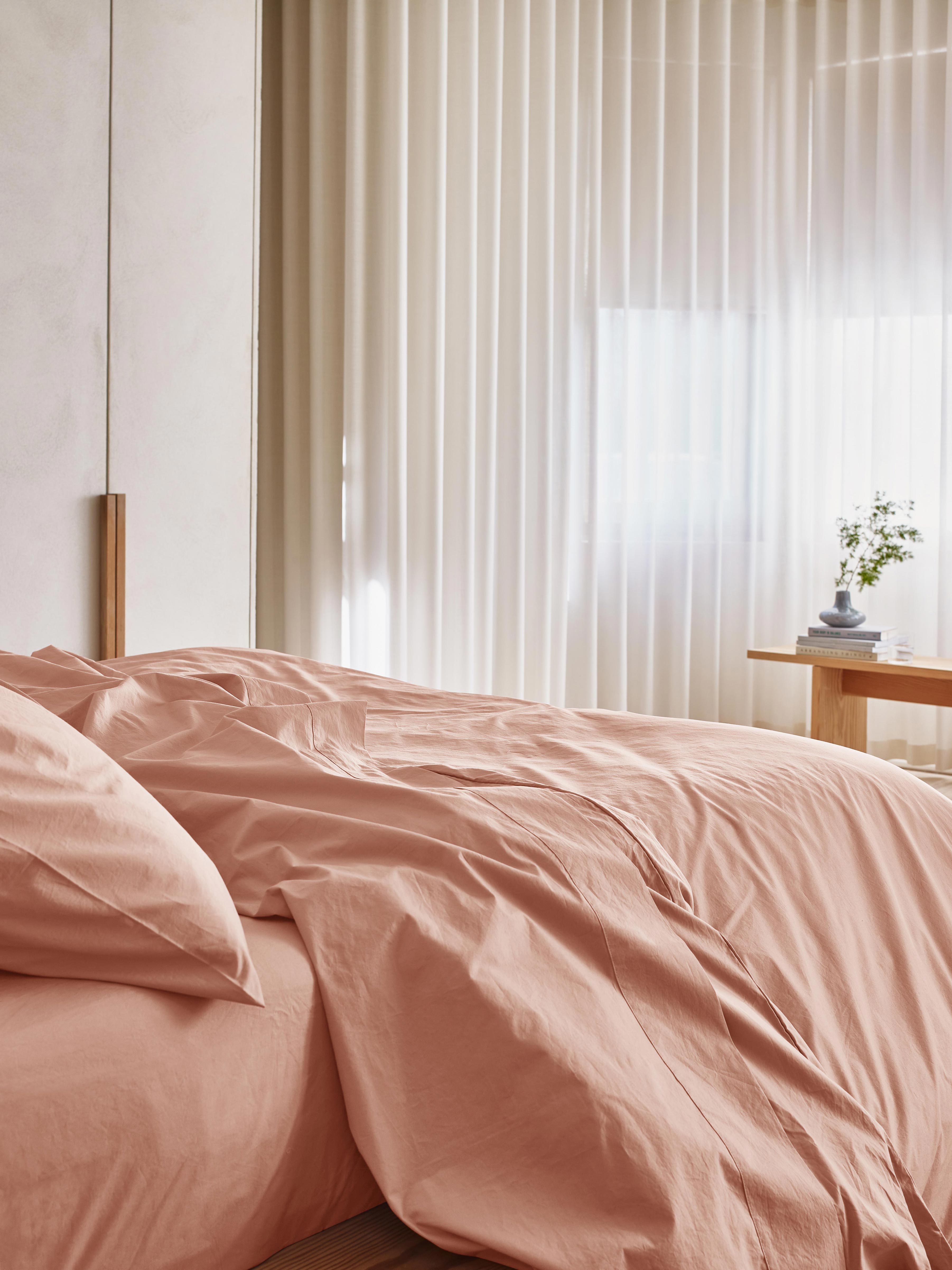 Blush Pink Washed Cotton Percale Duvet Cover - Image 2