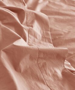 Blush Pink Washed Cotton Percale Flat Sheet