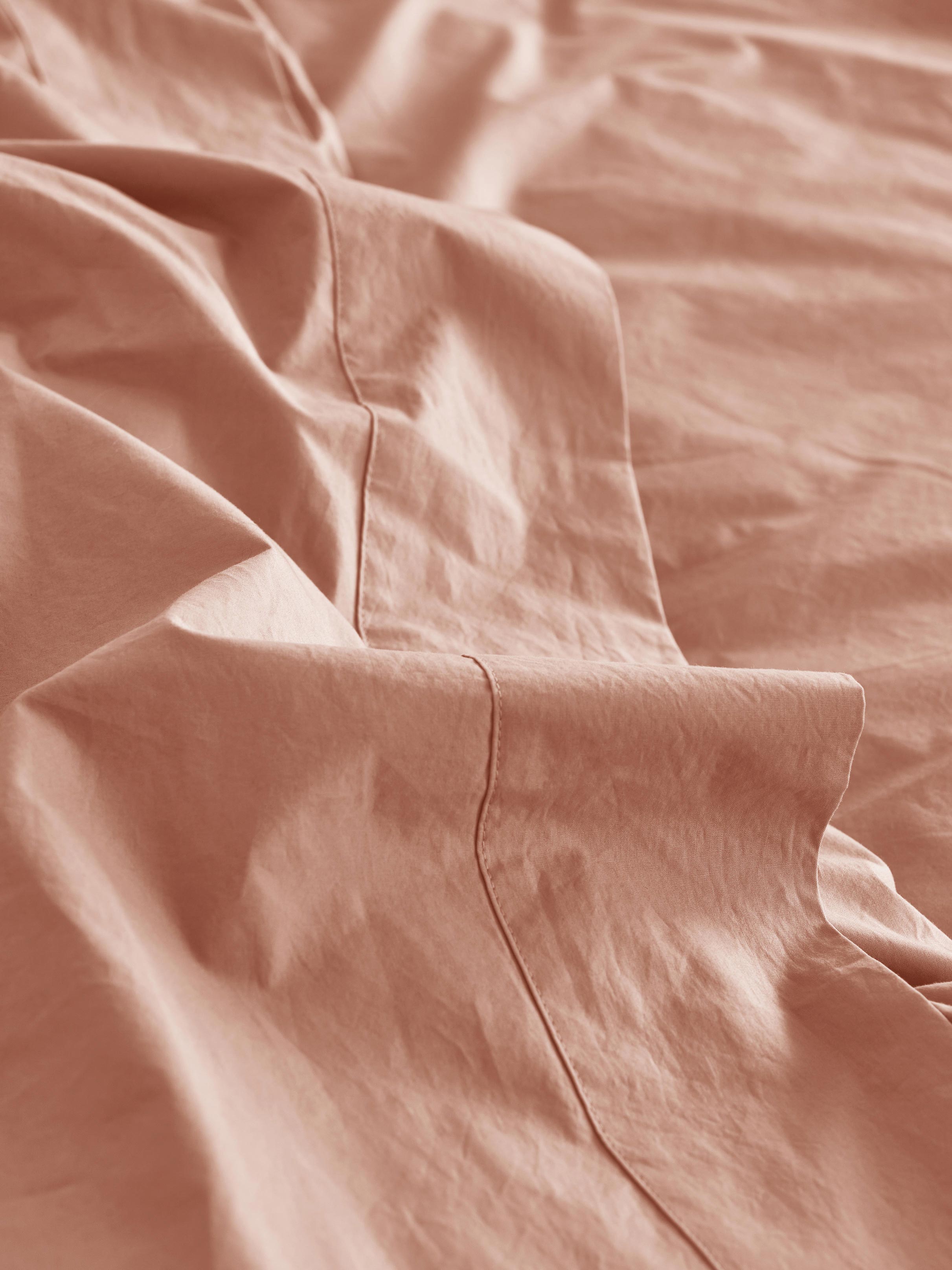 Blush Pink Washed Cotton Percale Flat Sheet