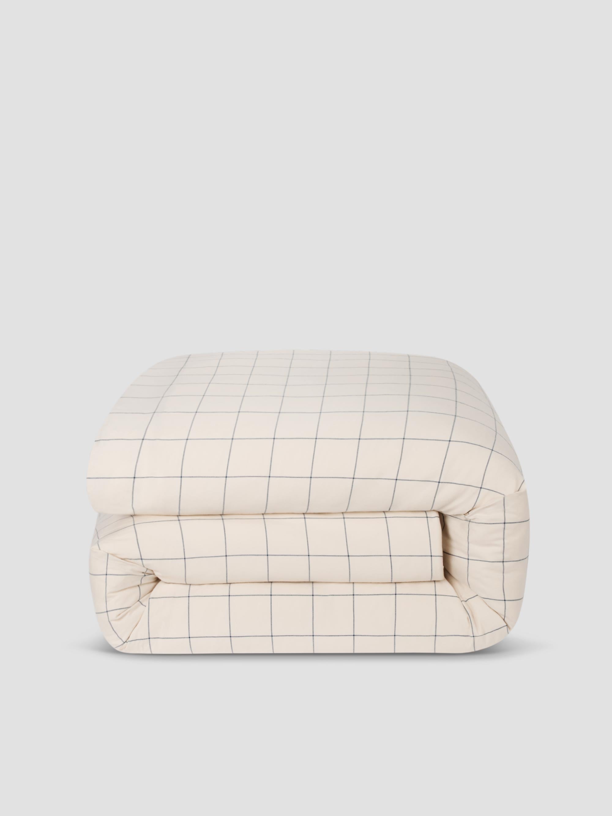 Dream Blue Burlow Plaid Cotton Percale Duvet Cover - Image 3