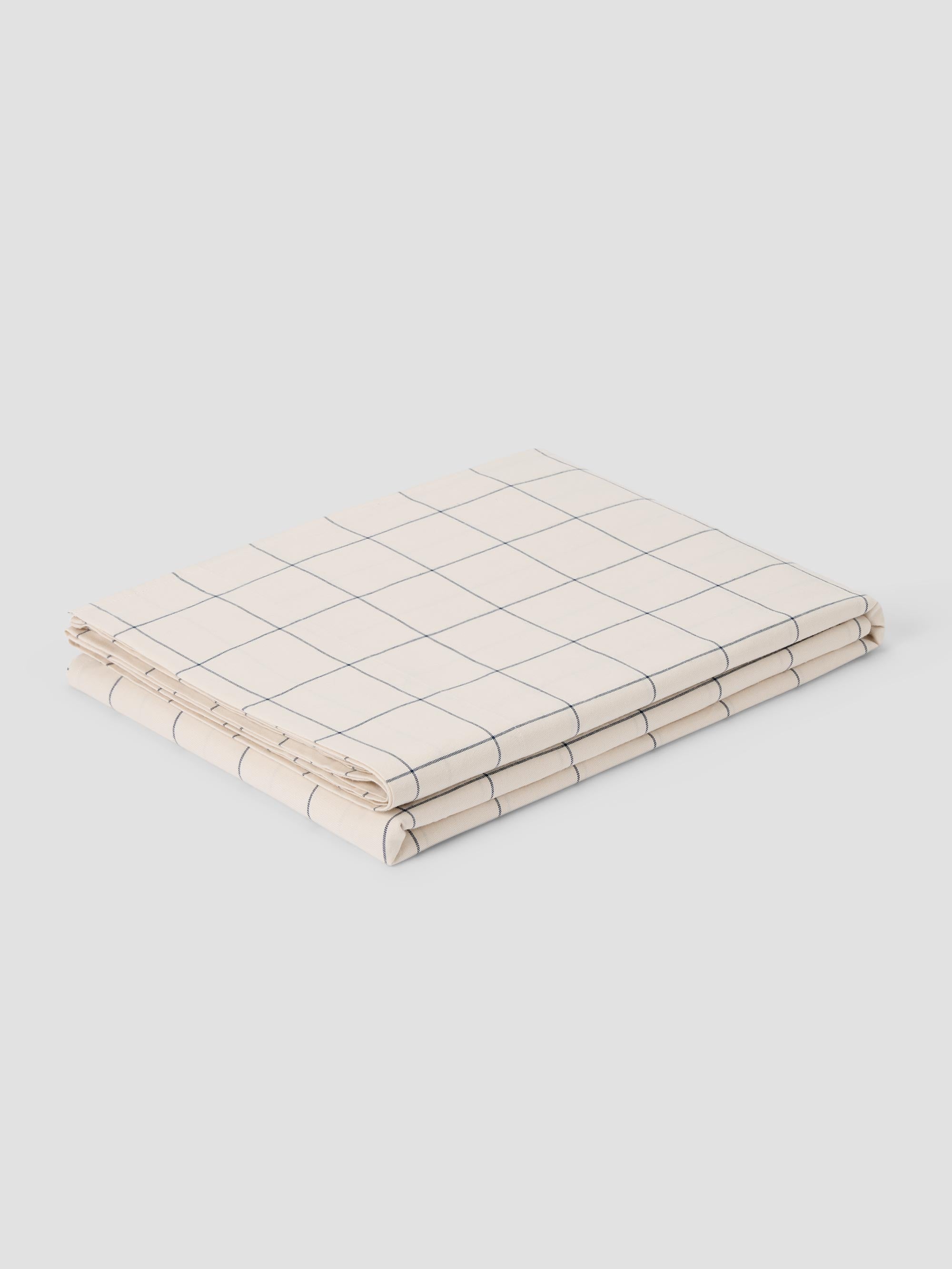 Dream Blue Burlow Plaid Cotton Percale Flat Sheet - Image 2