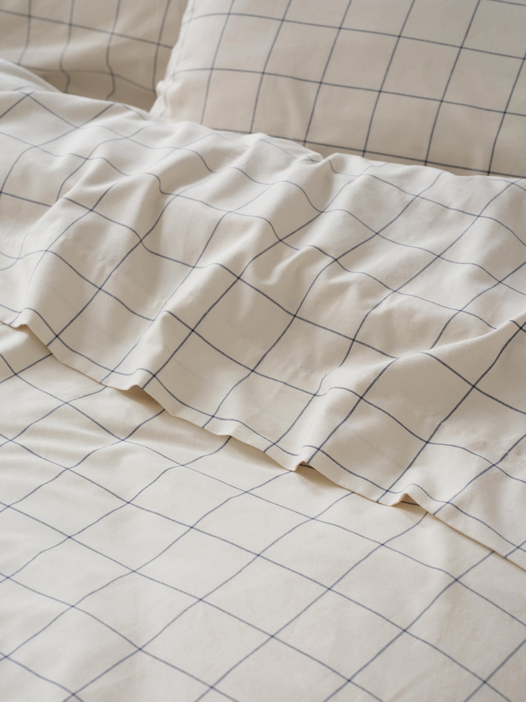 Dream Blue Burlow Plaid Cotton Percale Flat Sheet