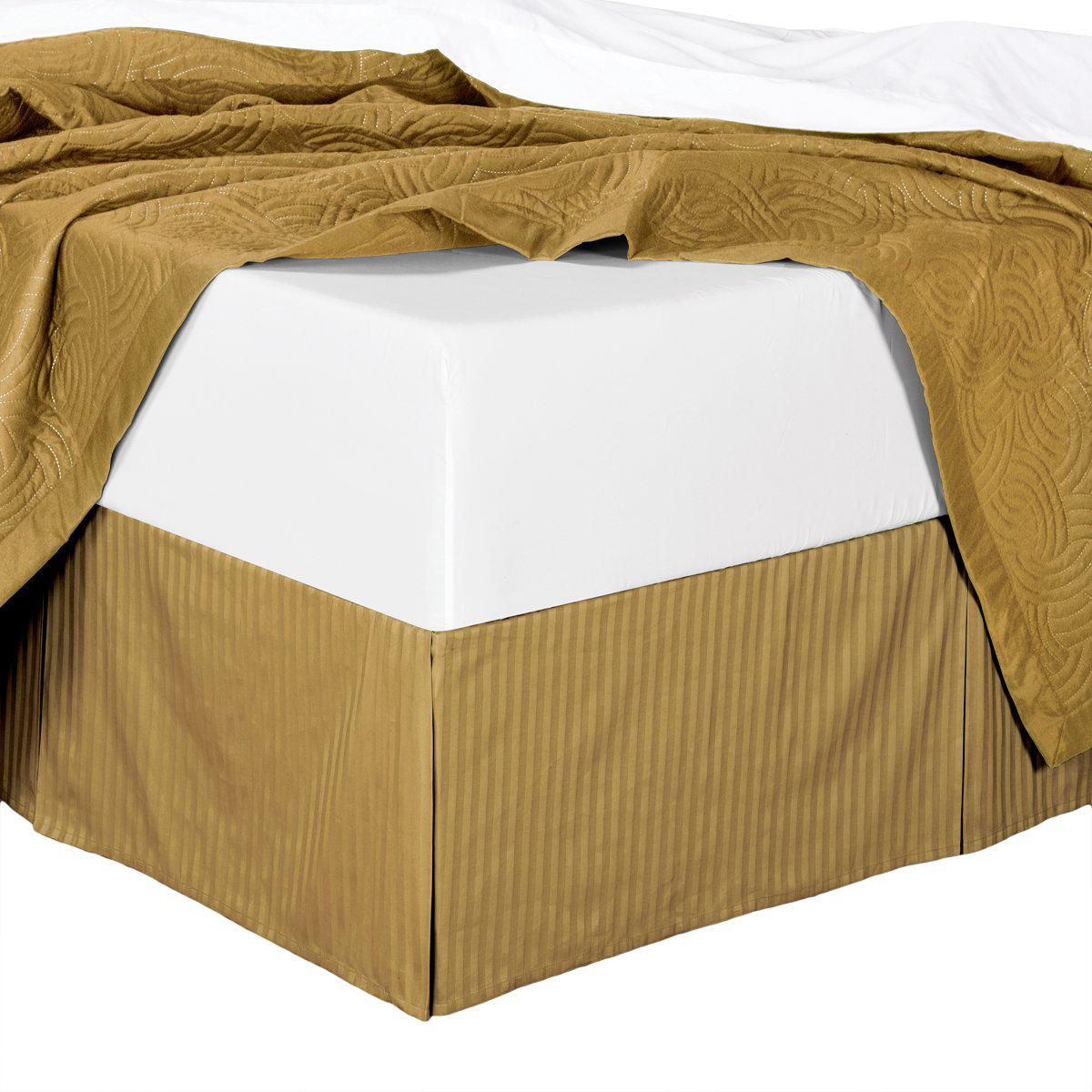 Combed Cotton Split Corners Damask Stripe Bed Skirts - Image 30