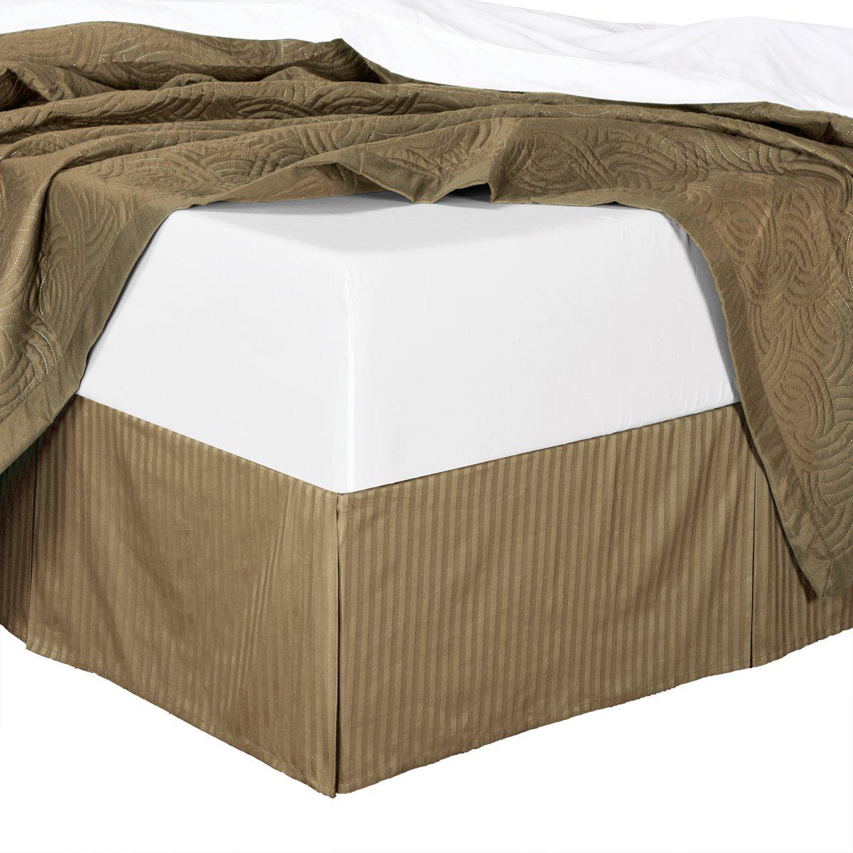 Combed Cotton Split Corners Damask Stripe Bed Skirts - Image 16