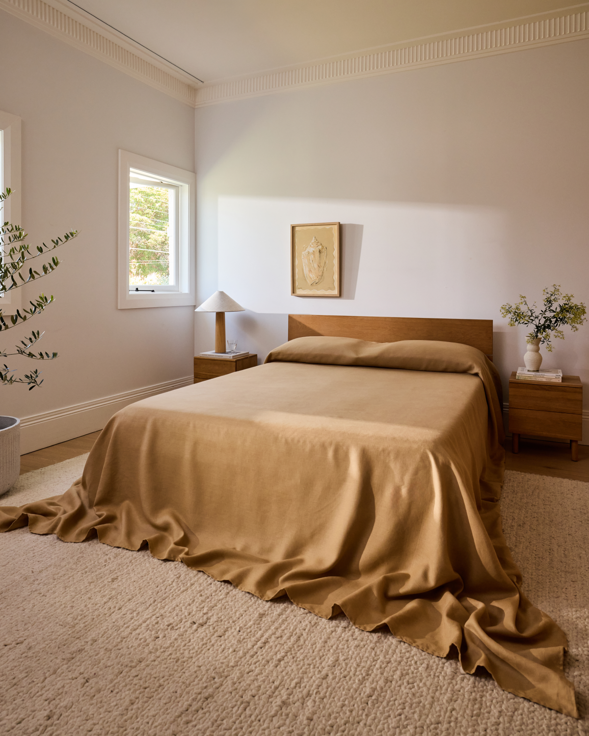 Caramel Heavy Linen Bed Cover - Image 4