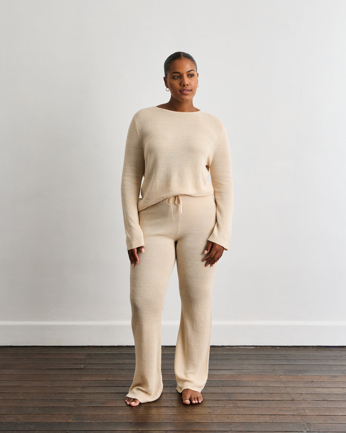 Veranda Linen Knit Sweater in Oatmeal - Image 3
