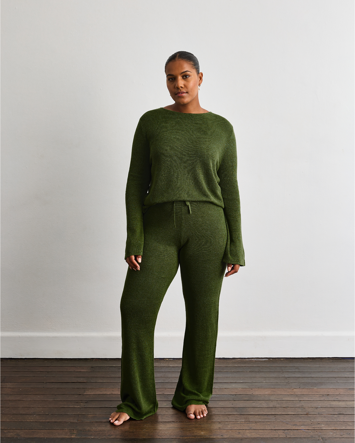 Veranda Linen Knit Pants in Olive
