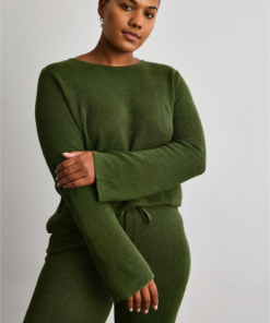 Veranda Linen Knit Sweater in Olive