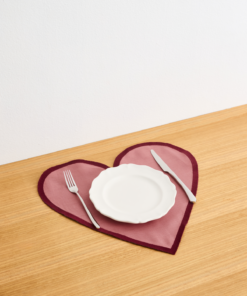 Pink Clay & Mulberry 100% French Flax Linen Heart Placemats (Set of Two)