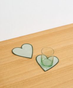 Sage & Olive 100% French Flax Linen Heart Coasters (Set of Two)