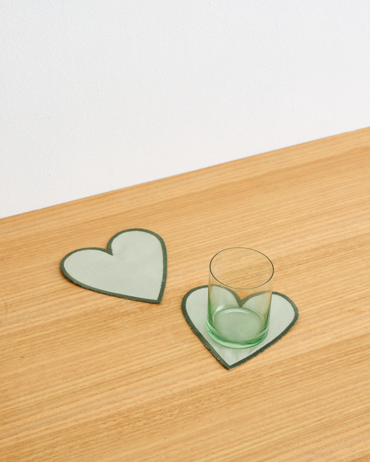 Sage & Olive 100% French Flax Linen Heart Coasters (Set of Two)