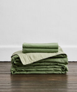 Sage & Pistachio 100% French Flax Linen Quilt Set