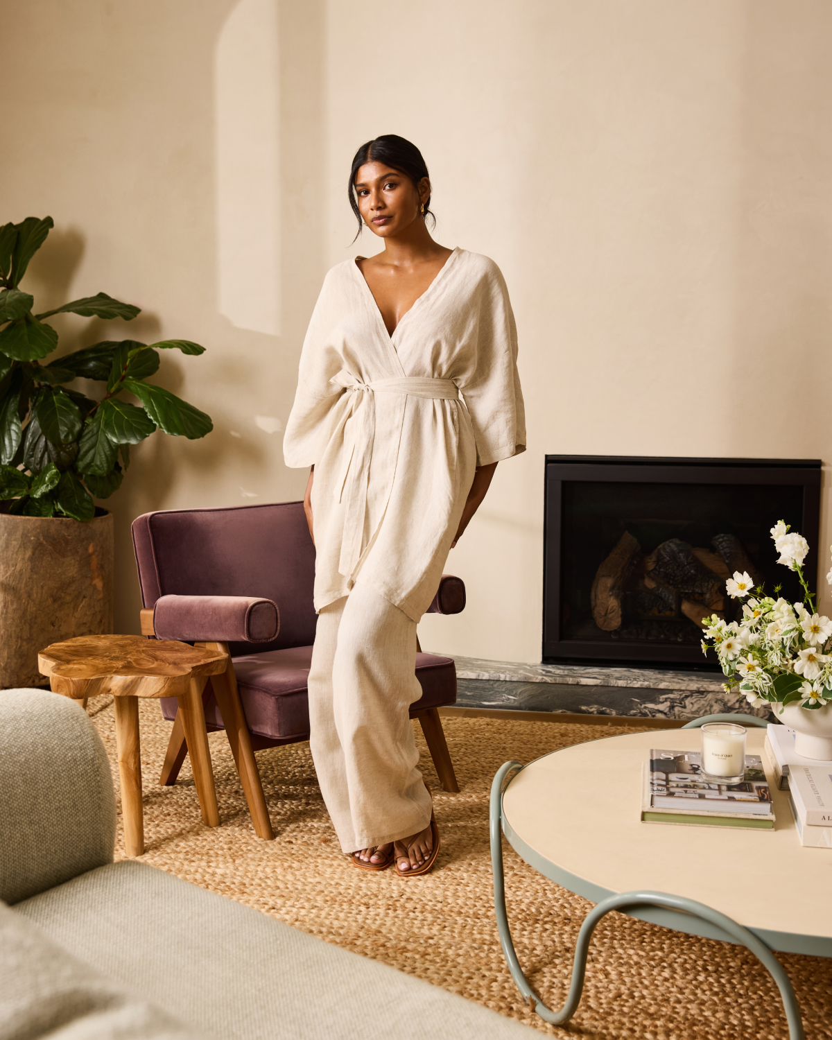 Cabana Short Robe in Oatmeal - Image 6