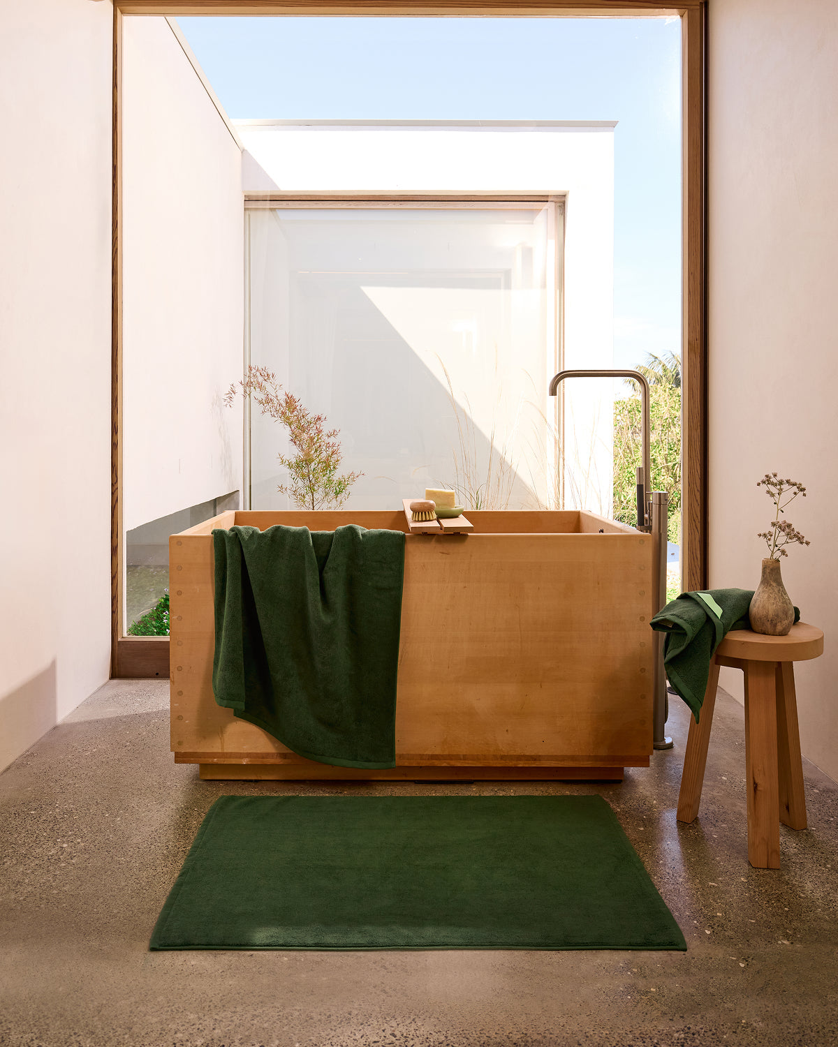 Moss Cotton Terry Bath Towels (Set of Two) - Image 2