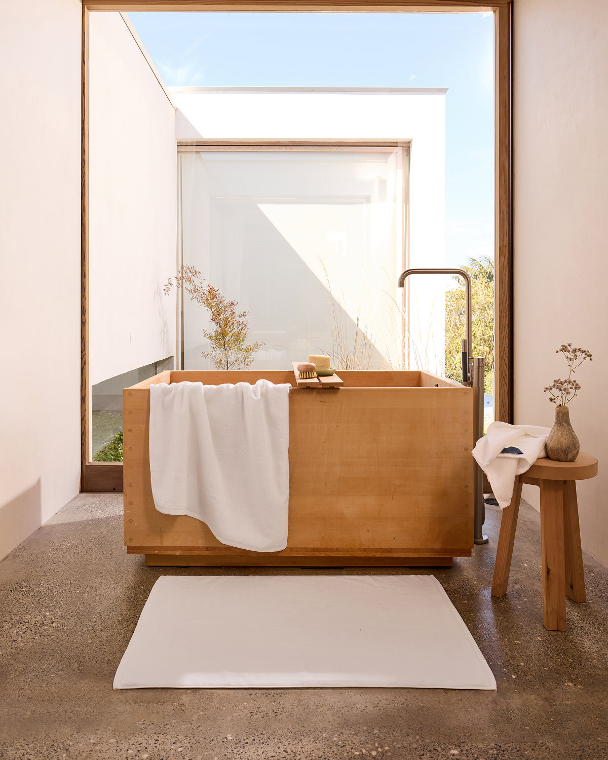 Crisp White Cotton Terry Bath Towels (Set of Two) - Image 2