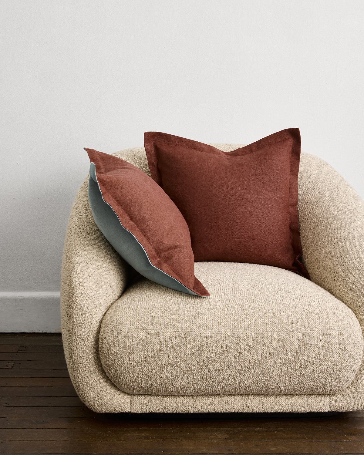 Cacao & Lagoon 100% French Flax Linen Cushion Cover